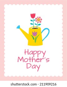 watering can happy mother's day greeting card