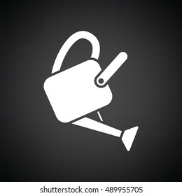 Watering can icon. Black background with white. Vector illustration.