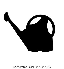 Watering can icon. Black icon of garden watering can. Flat icon. Vector illustration.