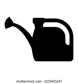 Watering can icon. Black icon of garden watering can. Flat icon. Vector illustration.