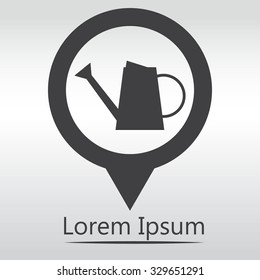 watering can icon.  black icon map pin.