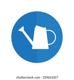 watering can icon.  blue button. vector.