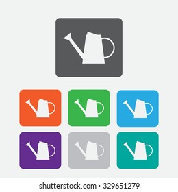 watering can icon. colourful  square button.