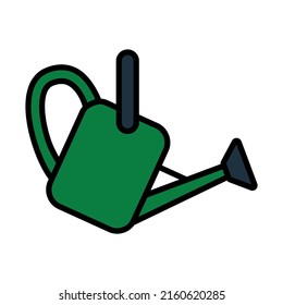 Watering Can Icon. Editable Bold Outline With Color Fill Design. Vector Illustration.