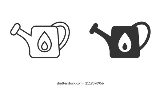 Watering can icon in flat style. Garden tool vector illustration on white isolated background. Cultivate growth sign business concept.