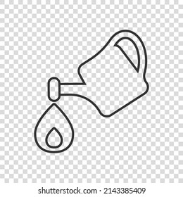 Watering can icon in flat style. Garden tool vector illustration on white isolated background. Cultivate growth sign business concept.