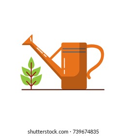 Watering can icon in flat style. Gardening equipment symbol isolated on white background.