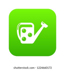 Watering can icon green vector isolated on white background