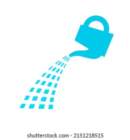 Watering can icon isolated on white background. Irrigation symbol in light blue color. Vector.