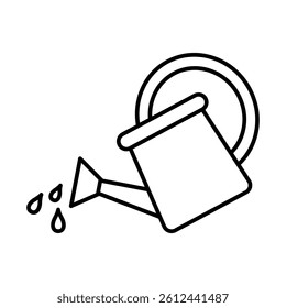 Watering can icon isolated on white. Watering can pouring water. Vector illustration