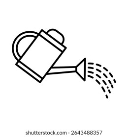 Watering can icon isolated on white. Watering can pouring water. Vector illustration