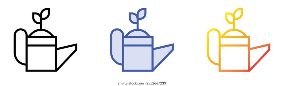 watering can icon. Linear, Blue Fill and Gradient Style Design Isolated On White Background