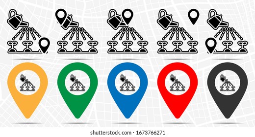 Watering can icon in location set. Simple glyph, flat illustration element of autumn theme icons