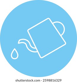 Watering Can Icon on Blue Circle
