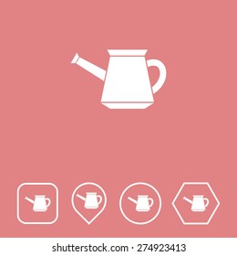 Watering Can Icon on Flat UI Colors with Different Shapes. Eps-10.
