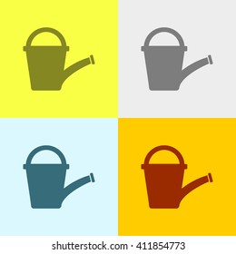 Watering can Icon on Four Different Backgrounds. Eps-10.