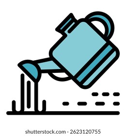 Watering can icon. Outline watering can vector icon color flat isolated