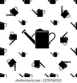 Watering Can Icon Seamless Pattern Vector Art Illustration
