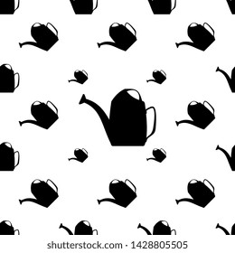 Watering Can Icon Seamless Pattern Vector Art Illustration