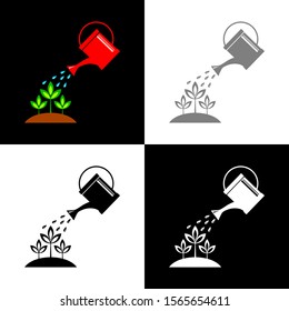Watering can icon set, vector illustration 