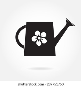 Watering can icon or sign isolated on white background. Vector illustration.