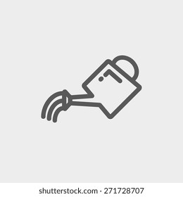 El riego puede enarbolar una línea delgada para el diseño de la web y móvil, minimalista moderno y plano. Icono vector de gris oscuro sobre fondo gris claro.