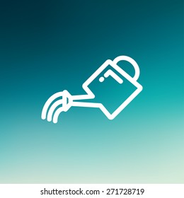 Watering can icon thin line for web and mobile, modern minimalistic flat design. Vector white icon on gradient mesh background.