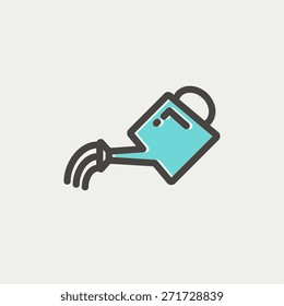 Watering can icon thin line for web and mobile, modern minimalistic flat design. Vector icon with dark grey outline and offset colour on light grey background.