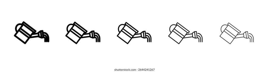 Watering Can icon thin outline logo mark set