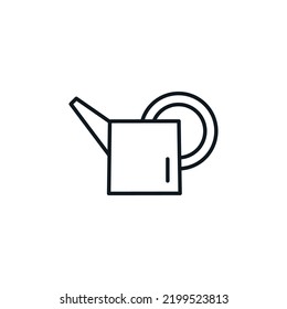 Watering can icon, tools for work in garden. Gardening, rural lifestyle, and nature concept. Can be used in social media, typographic and web design. Vector illustration isolated on white background.