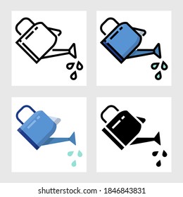 Watering can icon vector design in filled, thin line, outline and flat style.