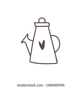 Watering can icon. Vector illustration. Can be used for floristry, garden, vegetable gardens, garden shops. Watering plants, cute elements for the flower shop logo. Hand illustration, isolated.