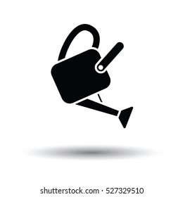 Watering can icon. White background with shadow design. Vector illustration.
