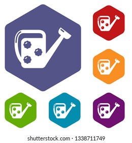 Watering can icons vector colorful hexahedron set collection isolated on white