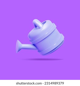 Watering can isolated 3D vector, low poly.