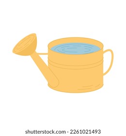 Watering can isolated on white background. Garden equipment, tool. Seasonal garden work. Spring vector llustration.
