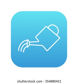 Watering can line icon for web, mobile and infographics. Vector white icon on the blue gradient square with rounded corners isolated on white background.