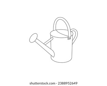 Watering can line icon for web.Vector isolated one single metal garden watering can with handle colorless black and white contour line easy drawing.outline icon  isolated on white background. eps 10.