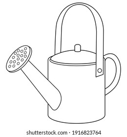 Watering can line vector illustration,
isolated on white background.Top view