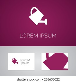 watering can logo template icon design elements with business card  
