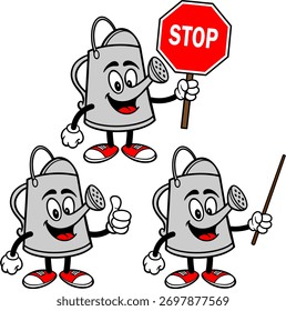 Conjunto de Mascotes de Lata de Água 02, ilustrações desenhadas à mão de Mascotes de Lata de Água em várias poses.