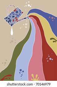 Watering can and motley stream