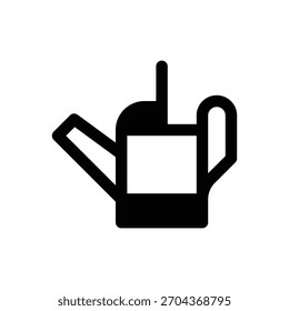 Watering can. Outlined stroke vector icon with black-filled details.