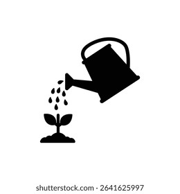Watering Can Over Plant for Gardening or Growth Symbol