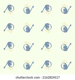 Watering can pattern. garden pattern for textiles, country decor.