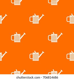 Watering can pattern repeat seamless in orange color for any design. Vector geometric illustration
