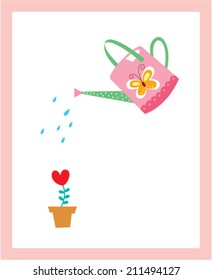 watering can plant flower vector