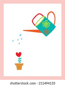 watering can plant flower vector