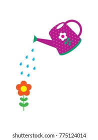 watering can planting flower vector