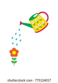 watering can planting flower vector